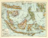 Malaiischer Archipel historische Landkarte Lithographie ca. 1912