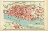 Mainz historischer Stadtplan Karte Lithographie ca. 1904