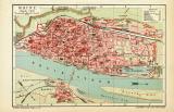 Mainz Stadtplan Lithographie 1907 Original der Zeit