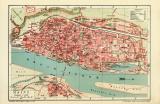 Mainz historischer Stadtplan Karte Lithographie ca. 1911