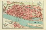 Mainz historischer Stadtplan Karte Lithographie ca. 1912
