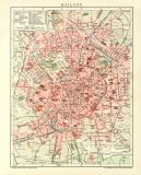 Mailand Stadtplan Lithographie 1905 Original der Zeit