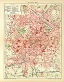 Mailand Stadtplan Lithographie 1906 Original der Zeit
