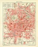 Mailand Stadtplan Lithographie 1910 Original der Zeit