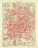 Mailand historischer Stadtplan Karte Lithographie ca. 1912