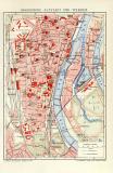 Magdeburg Altstadt und Werder historischer Stadtplan Karte Lithographie ca. 1905