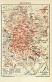 Madrid historischer Stadtplan Karte Lithographie ca. 1902