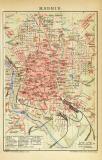 Madrid historischer Stadtplan Karte Lithographie ca. 1904