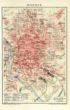 Madrid historischer Stadtplan Karte Lithographie ca. 1905
