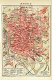 Madrid historischer Stadtplan Karte Lithographie ca. 1912