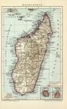 Madagaskar historische Landkarte Lithographie ca. 1902