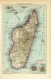 Madagaskar Karte Lithographie 1908 Original der Zeit