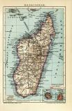 Madagaskar Karte Lithographie 1910 Original der Zeit