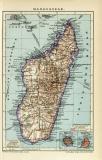 Madagaskar Karte Lithographie 1912 Original der Zeit