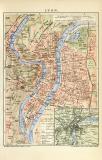 Lyon historischer Stadtplan Karte Lithographie ca. 1902