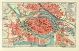 Lübeck historischer Stadtplan Karte Lithographie ca. 1911