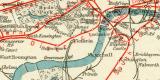 London Metro und Eisenbahn Lithographie 1908 Original der...