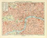 London City Westend Stadtplan Lithographie 1902 Original...