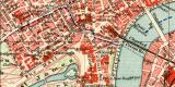 London City und Westend historischer Stadtplan Karte Lithographie ca. 1908