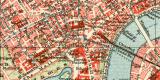 London City und Westend historischer Stadtplan Karte Lithographie ca. 1912