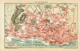 Lissabon historischer Stadtplan Karte Lithographie ca. 1904