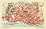 Lissabon historischer Stadtplan Karte Lithographie ca. 1909