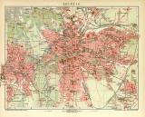 Leipzig historischer Stadtplan Karte Lithographie ca. 1907