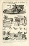 Landwirtschaft Geräte & Maschinen III. + IV. Holzstich 1892 Original der Zeit