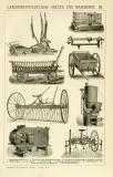 Landwirtschaft Geräte & Maschinen III. - IV. historische Bildtafel Holzstich ca. 1908