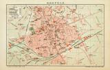 Krefeld historischer Stadtplan Karte Lithographie ca. 1902