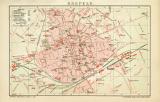 Krefeld Stadtplan Lithographie 1904 Original der Zeit
