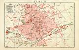 Krefeld historischer Stadtplan Karte Lithographie ca. 1905