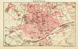 Krefeld historischer Stadtplan Karte Lithographie ca. 1907