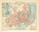 Kopenhagen historischer Stadtplan Karte Lithographie ca. 1902