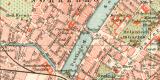 Kopenhagen historischer Stadtplan Karte Lithographie ca. 1902