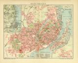 Kopenhagen historischer Stadtplan Karte Lithographie ca. 1904