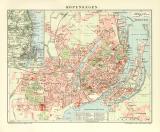 Kopenhagen Stadtplan Lithographie 1905 Original der Zeit