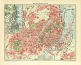 Kopenhagen historischer Stadtplan Karte Lithographie ca....