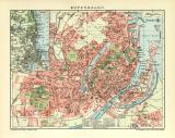 Kopenhagen historischer Stadtplan Karte Lithographie ca. 1912