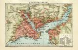 Konstantinopel Stadtplan Lithographie 1904 Original der Zeit