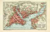 Konstantinopel historischer Stadtplan Karte Lithographie...