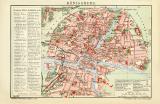 Königsberg historischer Stadtplan Karte Lithographie ca. 1909