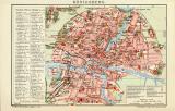 Königsberg historischer Stadtplan Karte Lithographie ca. 1911