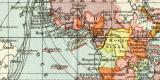 Kolonien Welt Karte Lithographie 1906 Original der Zeit