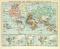 Kolonien Welt Karte Lithographie 1908 Original der Zeit