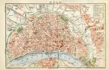 Köln Stadtplan Lithographie 1900 Original der Zeit