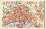 Köln historischer Stadtplan Karte Lithographie ca. 1902