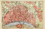 Köln historischer Stadtplan Karte Lithographie ca. 1905