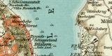 Kiel und Kieler Förde historischer Stadtplan Karte Lithographie ca. 1902