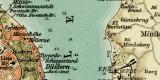 Kiel und Kieler Förde historischer Stadtplan Karte Lithographie ca. 1904